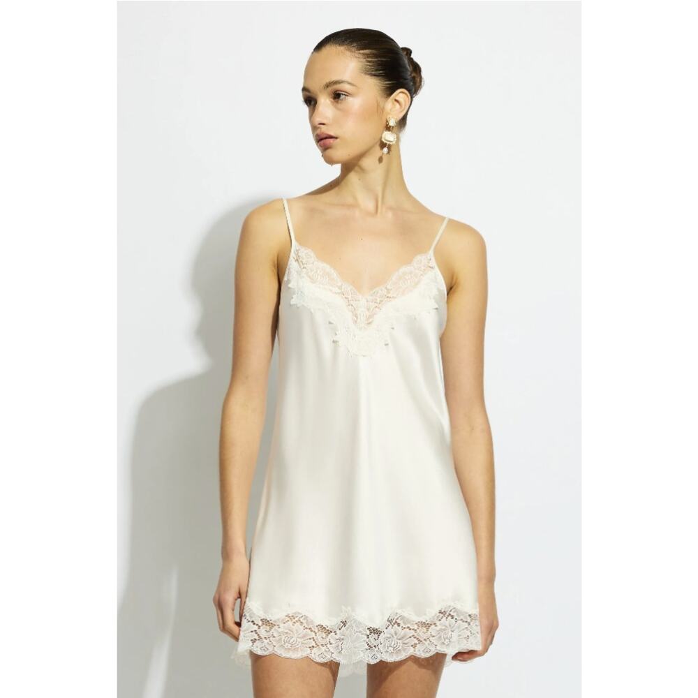 Ginia Silk Lace Chemise Slip Dress